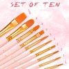 Paint Brushes Nylon,10 Pack Artist Paintbrushes with Oblique Head Painting