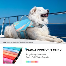 VIVAGLORY Neoprene Dog Life Jacket Dog Lifevest for Boating Hunting & Swimming, Lightweight with Leash Ring, S, Teal