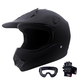 KRN Youth Kids Off-Road Helmet KY-B12 ATV Helmet DOT Approved- Motorcycle Motocross Dirt Bike Helmet (Matt Black, Y-S)