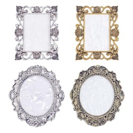 NBEADS 4 Pcs 2 Styles Nail Art Palette, Resin Nail Art Painting Palettes Retro Style Nail Polish Color Mixing Palette for Salon Nail Art Display Cosmetic Color Mixing