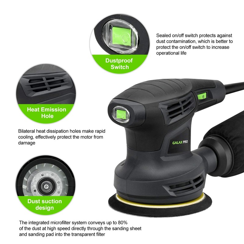 GALAX PRO 280W 13000OPM Max 6 Variable Speeds Orbital Sander