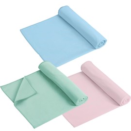 Breling 3 Pack 26"x73" Hot Yoga Mat Towel Pack Non-Slip Yoga Mat Gym Sweat Absorbent Microfiber Towel for Pilates Workout Women Men(Blue, Green, Pink)