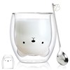 Binoster Bear Cute Mugs Kawaii Double Wall Glass Coffee Tea