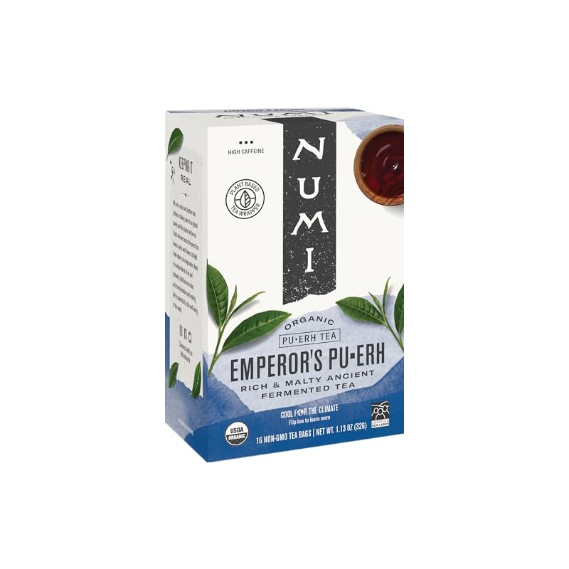 Numi Organic Teas And Teasans, 0.125 Oz, Emperor's Puerh, 16/box