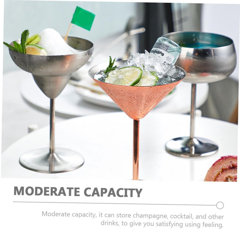 GRIRIW Stainless Steel Wine Goblet Metal Cocktail Cup for Parties