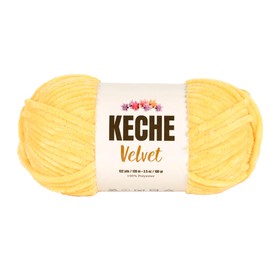 Keche Velvet Yarn for Crocheting, Soft Chenille Bulky Baby Blanket Amigurumi Yarn 100 gr (132 yds) (Dark Yellow, 1 Skein)
