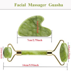 New Upgrade Face Roller and Gua Sha Set, Resin Facial Massager Tool for Skin Care Relieve Tensions and Reduce Puffiness, Smooth and Drop-Proof Body Gua Sha Tool Gift for Men Women, Mother's Day Gifts, green