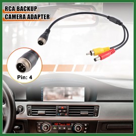 Motoforti 2pcs Car Camera Adapter M12 4-Pin Male to RCA AV DC Male Long-lasting