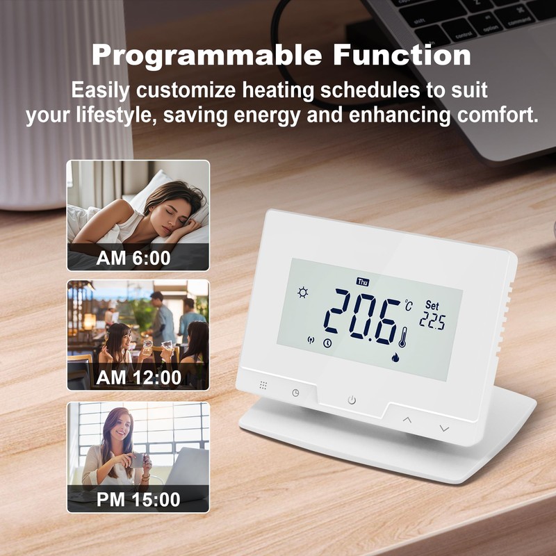 Ecobay Programmable Wireless Thermostat with Receiver, for Boilers, Electric &