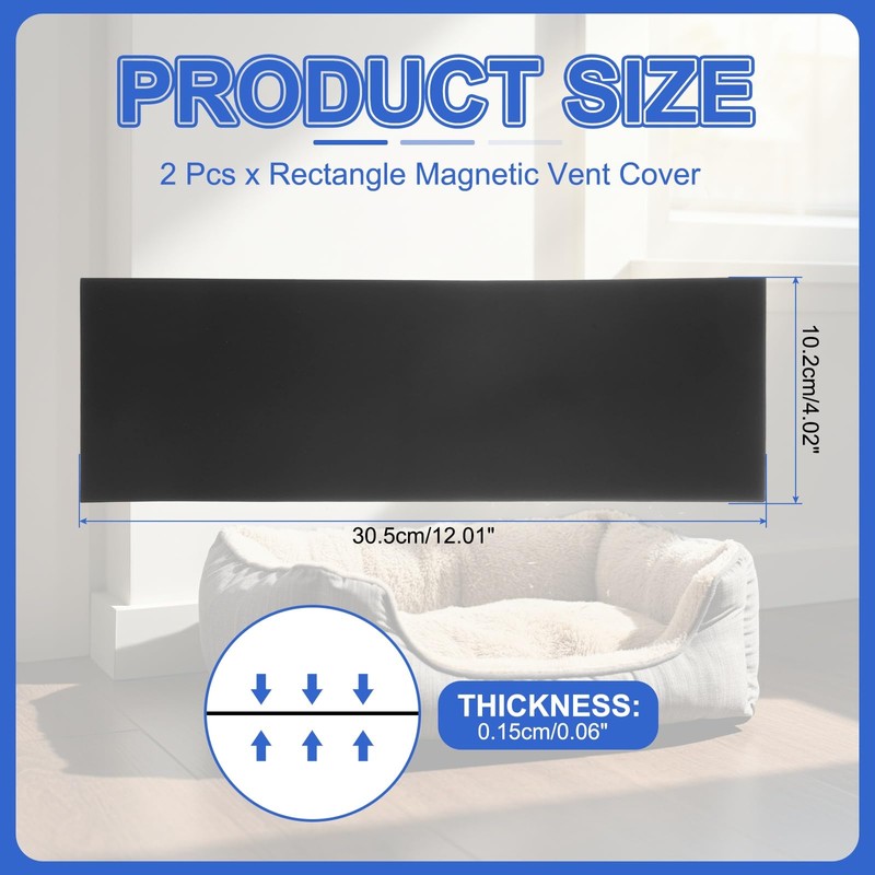 PATIKIL Rectangle Magnetic Vent Covers 12x4 Inch, 2 Pcs Floor