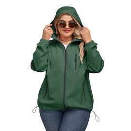 Avoogue Plus Size Raincoat for Women Wind Breaker Jacket Womens Hiking Shirts Women Womens Lightweight Rain Jacket with Hood Womens Outerwear Chaqueta Impermeable Para Mujer 2XL