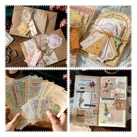 400Pcs Scrapbook Supplies kit, 6 Pack of Vintage Crafts Planner Bullet Junk Journal Supplies Scrapbook Paper, Card Making Supplies and Scrapbooking Supplies DIY Mixed Media Collage Card