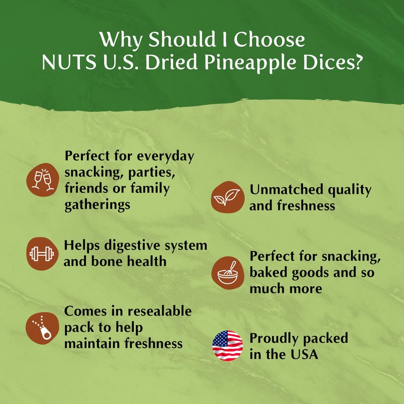 NUTS U.S. – Dried Pineapple Dices | No Added Colors