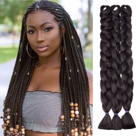 Silk-co Ombre Braiding Tones Hair Synthetic Braid Hair Extensions Afro Jumbo Braids 3 Bundles 41" [495g, Dark Brown]