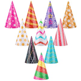 10 Pcs Glitter Colorful Mini Party Hats for Stuffed Animals Birthday Holiday Hats Decoration Supplies