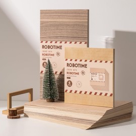 ROBOTIME 7-Pack Double-Sided Colored 1/8" Plywood Sheets - 12 x 16 x 1/8 Inch - Roller-Coated Solid Color 3mm Craft Wood Sheets for Laser Cutting, Engraving & Wood Burning - Assorted Colors