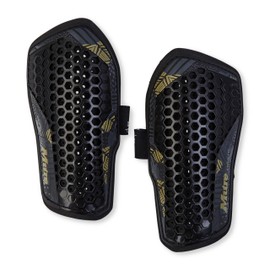 Mitre Aircell Football Shin Pads | Extremely Breathable | Impact Protection | Lightweight Shin Guard, Black/Gold, XS