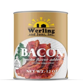 Werling Canned Bacon 12 Oz – Smoke Flavor Added | Fully Cooked & Ready to Eat | Shelf-Stable Canned Meat for Long-Term Storage, Pantry Staples, Camping, Emergency & Survival Canned Food | Pack of 1