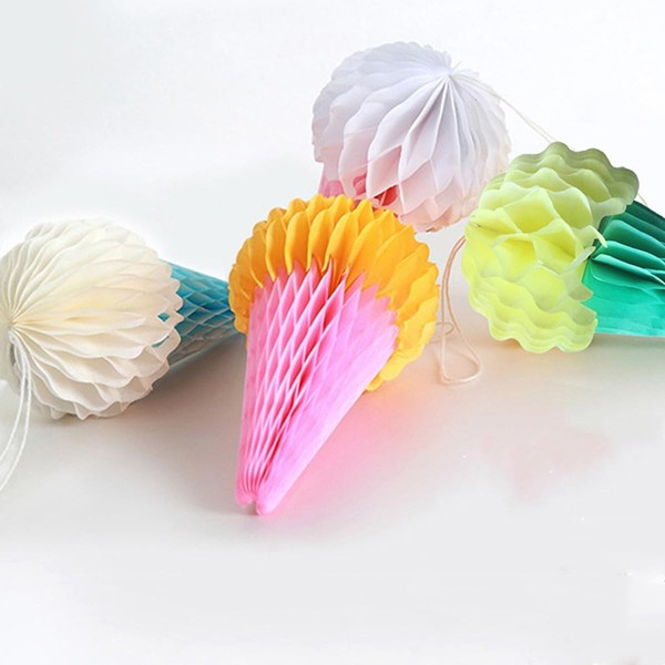 Cadpkler 4 PCS Ice Cream Honeycomb Balls,Ice Cream Paper Honeycomb