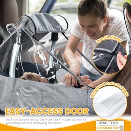 Orzbow Universal Baby Car Seat Rain Cover,Infant Car Seat Weather Shield with Bag,Handle Opening,Quick-Access Zipper and Side Ventilation,Necessary Protection for Baby or Pet in Crowded (Light Grey)