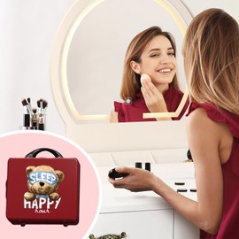 Balakaka Cosmetic Case with Lock, Cosmetic Bag for Women and Girls, 14 Inch Cosmetic Bag for Travel Hand Luggage, Sleeping Bear (Big Red)