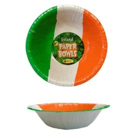 Lizzy 6 x Irish Flag Paper Bowl St Patricks Day Party Tableware Decorations Pack Ireland Themed Bowls Saint Paddy's Day Theme Birthday Supplies Party (1)