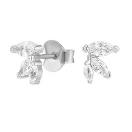 PAVOI 14K White Gold Plated Constellation Ear Climbers | 3 Stone Ear Crawler Earrings for Women