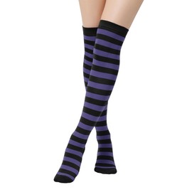 Zando 6 Pairs Striped Thigh High Socks for Women Striped Knee High Socks Thigh Highs Cosplay Stockings Striped Knee Socks Thigh High Stockings Leg Warmers Programming Socks A Colored Stripes*6