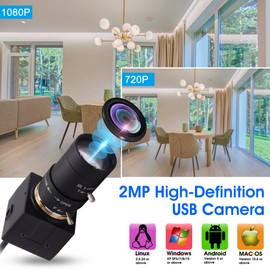 IFWATER USB Camera 1080P 5-50mm10X Telephoto Manual Lens,100fps High Frame Rate Focus Adjustable USB Webcam Close-up Plug and Play for OpenCV/Zoom/Skype/FaceTime/Teams