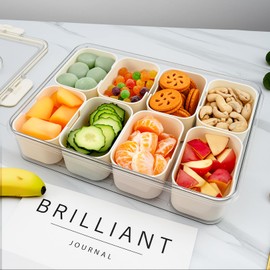 Snackle Box Container, 8 Removable Snack Containers with Lid