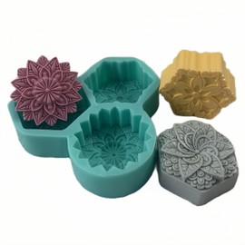 3 Cavities Kaleidoscope Flower Silicone Mold for Soap Making,Scented Candle Wax Molds,Decorated Aroma Plaster Making Mould,One Mold for 3 Soap