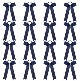 DEEKA 16 PCS Navy Blue Collegiate Style Cheer Bow for Girls Teens Softball Cheerleader Sports