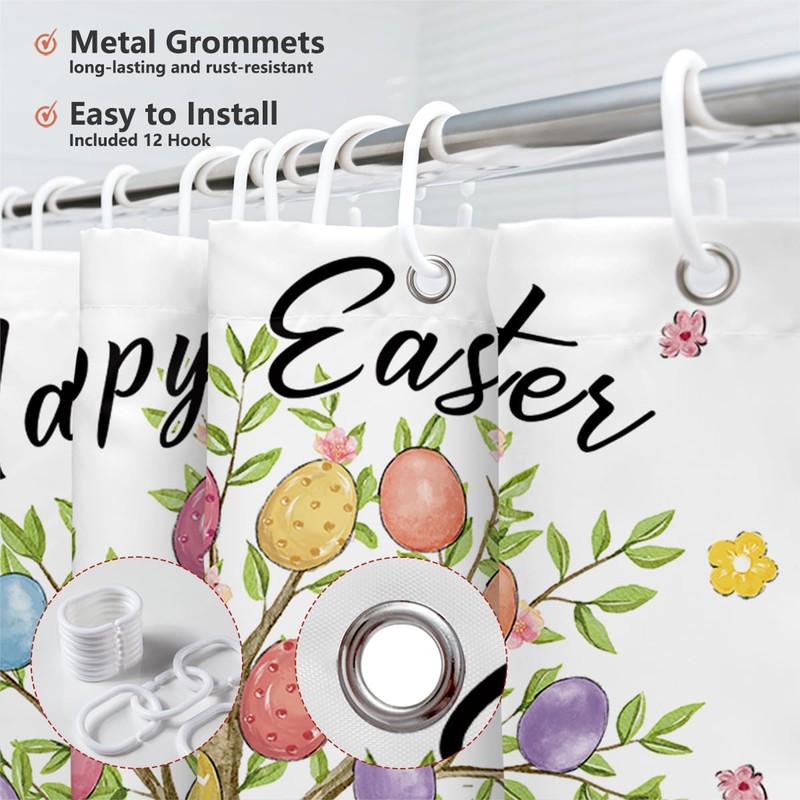 Easter Shower Curtain Bunny Easter Eggs Tree Shower Curtain for