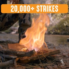 5" Ferro Rod Fire Starter Survival Tool | 5,000+ Strikes, High Visibility Paracord Lanyard, Windproof & Waterproof Flint and Steel, Camping and Survival Fire Starter