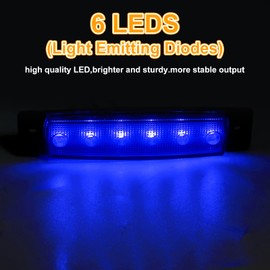 Biqing 20pcs 24V Side Marker Lights,6SMD Trailer Truck Lorry Caravan Indicator Lights Front Rear Side Light Position Lamps Blue Marker Lights IP65 3.8" Warning Light