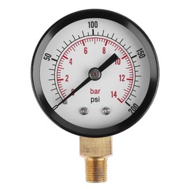 TEHAUX Vacuum Pressure Gauge 0-200psi 0-14bar for Pool Filter Automotive Air Compressors Oil Gas