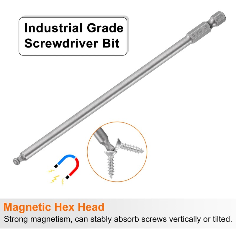sourcing map 2pcs Ball End Hex Screwdriver Bit 4mm (H4.0)