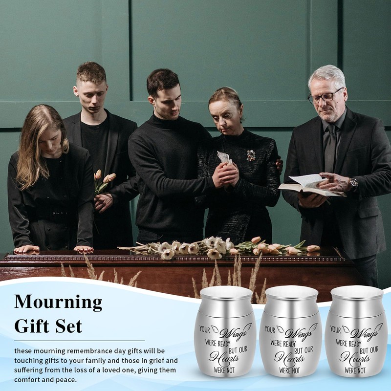 6 Set Small Angel Wings Urns for Ashes - Stainless