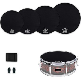 Drum Mute Pads Set 4 Pieces, Drum Silencer Pads Fit 10", 12", 14", 16" Drum, with Snare Wire Pad and 2 Pieces Drumsticks Tips