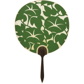 Shiomi Fan 2101 Made in Japan Uchiwa Chiyo Woman (Green) One Side Openwork 9.8 x 14.6 inches (25 x 37 cm)