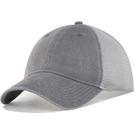 CYGTE Vintage Washed Soft MeshTrucker Hat - M/L/XL/XXL Big Heads Large Men Women Plain Baseball Cap Snapback Summer Casual Dad Ball Cap Grey