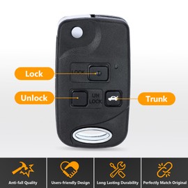Yewong Modify Flip Keyless Entry Remote Car Smart Key Fob for Lexus ES300 GS300 GS400 IS300 1998-2005 HYQ1512V 89785-50031 315Mhz 4C Chip 3 Button