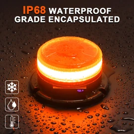 AnTom Magnetic Wireless Strobe Beacon Light, 24 LED USB-C Rechargeable Safety Warning Flashing Light with 9 Modes, Waterproof Emergency Beacon for Vehicles, Construction, and Outdoor Use, Amber