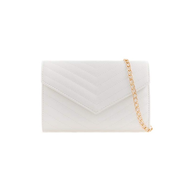 Girly Handbags Women's V Shaped Quilted Clutch Bag, White