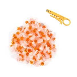 AEDIKO 200pcs K2 Telephone Wire Splice Connector Waterproof UY Gel Filled Wire Button Connector Orange Clear Phone Splice Network Cable