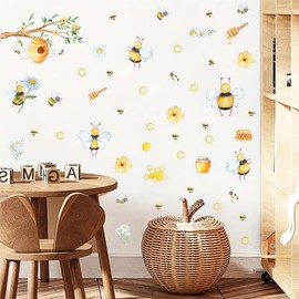 Cute Bee Hive Wall Stickers, sacinora Cartoon Animal DIY Wall Decals Removable Vinyl Peel and Stick for Kids Baby Nursery Living Room Bedroom Playroom Art Home Decorations