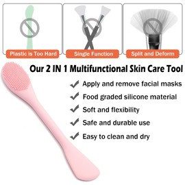RamPula Facial Cleansing Brush, 2 in 1 Silicone Face Mask Brush & Face Scrubber, For Exfoliating, Massaging, Remove Blackheads, Makeup Skincare Removal, Applicator for Mud, Clay, Body Lotion, DIY Mask