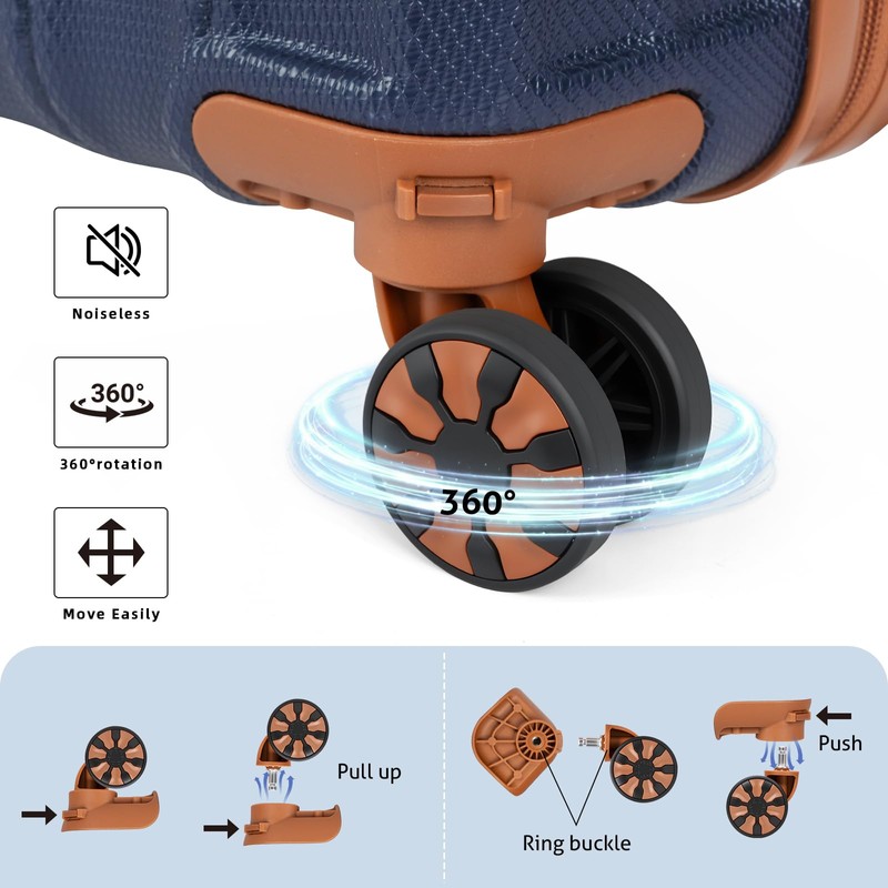 Cobens Luggage Sets 5 Piece Suitcase with Wheels，ABS Hard Case