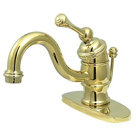 Kingston Brass KB3402BL Victorian 4-Inch Centerset Lavatory Faucet, Polished Brass with Metal lever handle