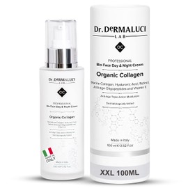 Face Cream Retinol/Collagen Organic 100 ml Day/Night | Anti-Wrinkle Moisturising Hyaluronic Acid, Vit C+E, Oligopeptides, Aloe Vera, Jojoba Oil | Men/Women | Anti-Ageing Natural Cosmetics | Italy